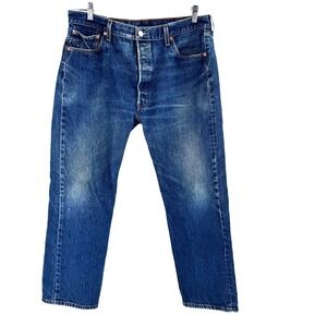 Y2K Levis 501 Jeans Mens 38X31 Straight Button Fly Dark Wash 2001 Preppy Vintage